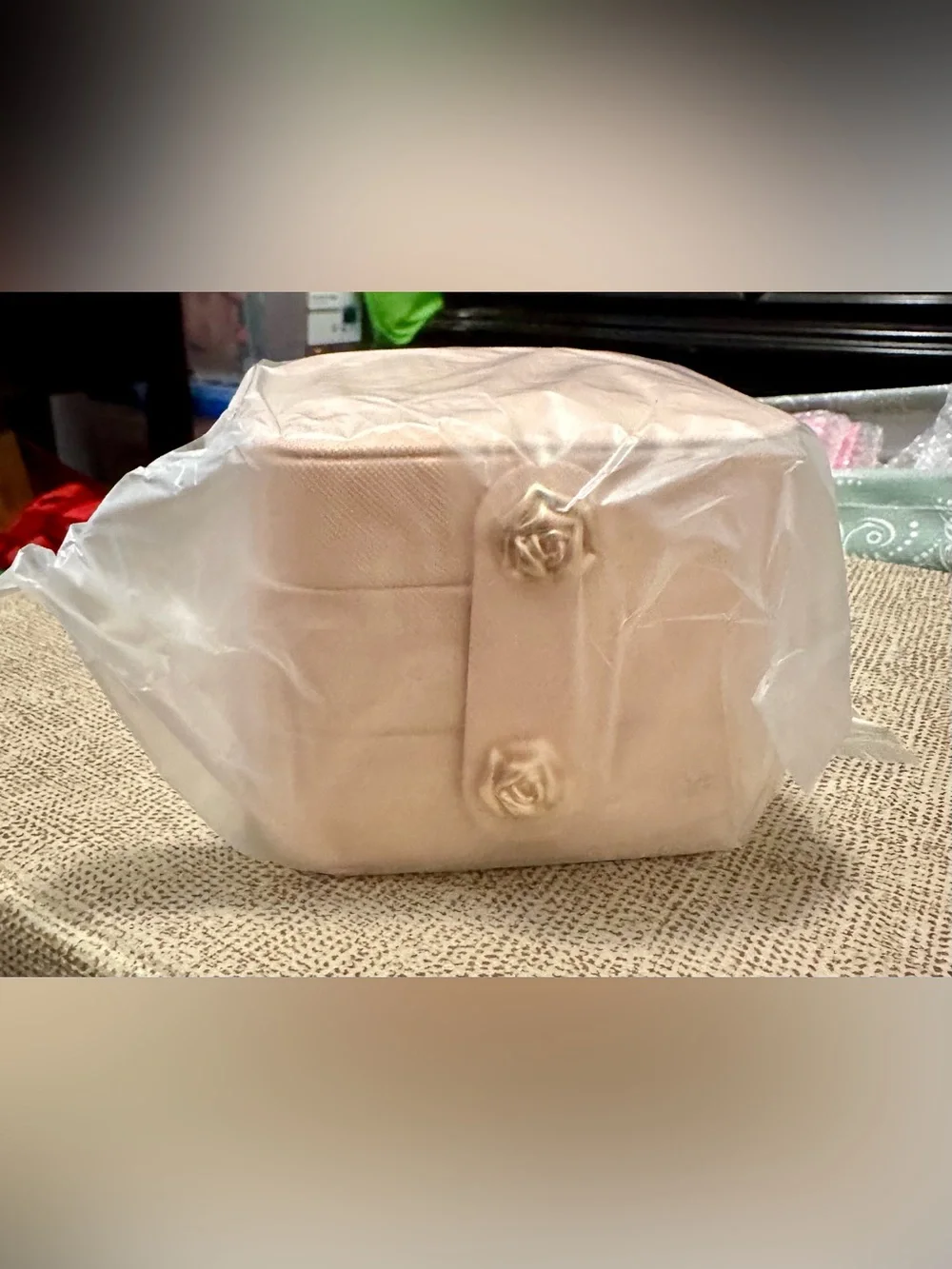 Compact Pale Pink Jewelry Case with Gold Hardware NEW
